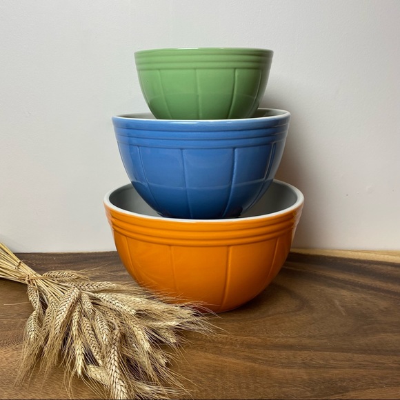 Vintage Ceramic Mixing Bowls Nesting Bowls Kitchen Decor Colourful